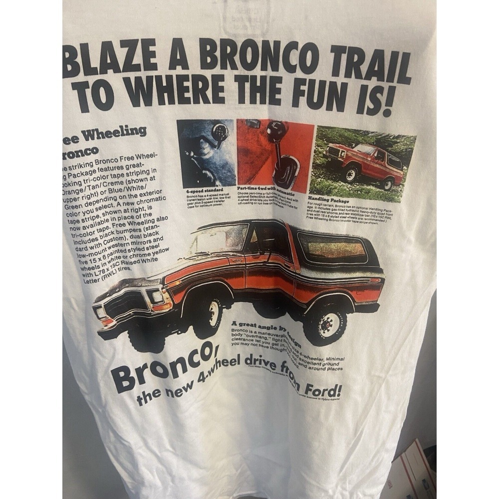 Men's Ford‎ Bronco White Tag Less T-Shirt- Size M-New Without Tags